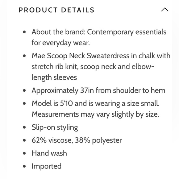 Michael Stars Mae Scoop Neck Sweaterdress NWOT Chalk / Cream/ Ivory - Picture 9 of 9